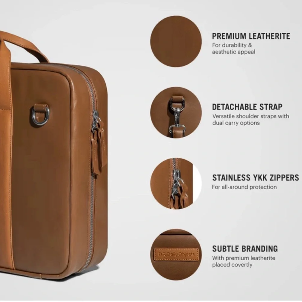 Elegant Tan Vegan Leather Laptop Bag for Men